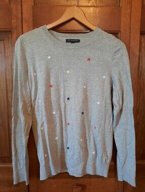🛍 Banana Republic Factory 100% Cotton Star Knit Crewneck Sweater Size M